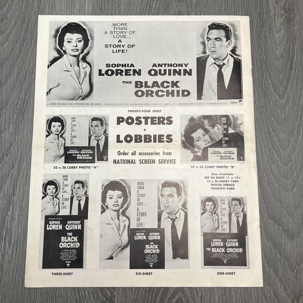 Vtg 1959 The Black Orchid Movie Pressbook Paramount Showmanship Manual Sophia - Picture 3 of 10